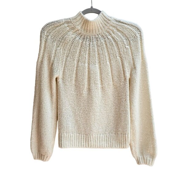 Abercrombie & Fitch Women's XS Cream Chunky Knit Mock Neck Sweater - Picture 2 of 10